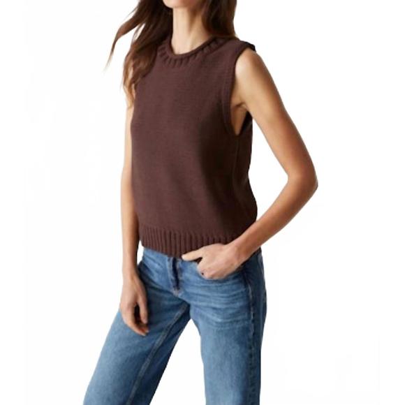 NEW MICHAEL STARS estelle sweater vest in java - Picture 3 of 3